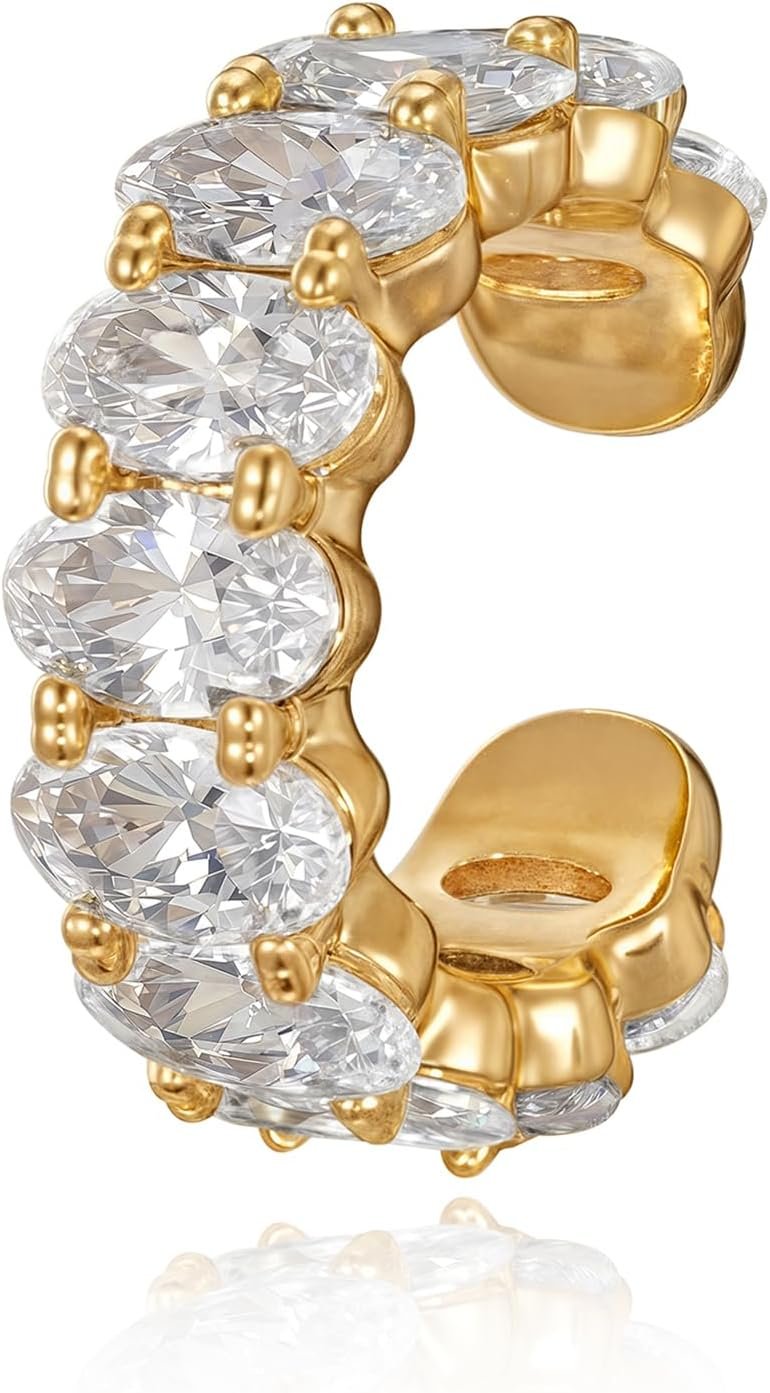 MTMY Ear Cuffs Non Piercing for Women 14K Gold Plated Ear Cuff Earrings Colorful Cubic Zirconia Paved Trendy Cartilage Earring Jewelry | Single