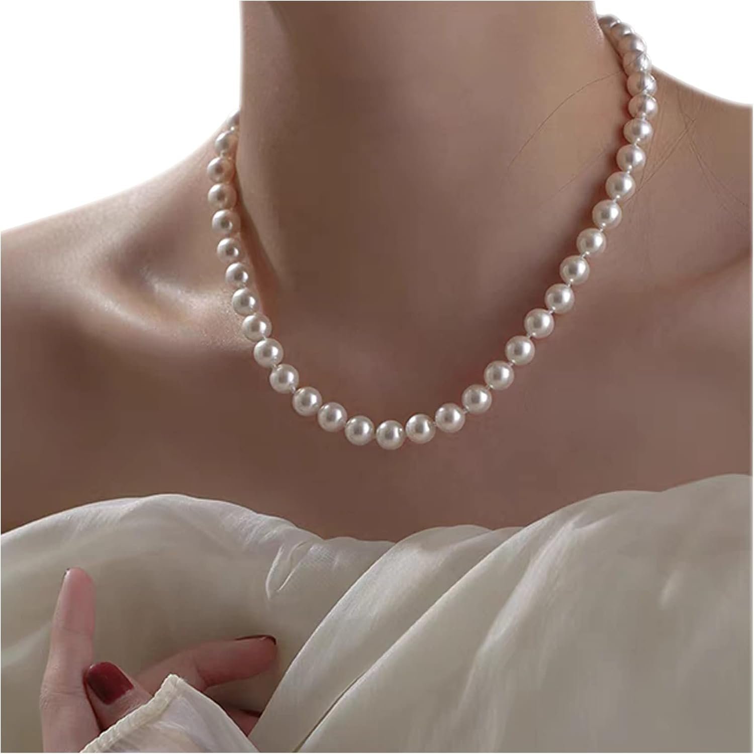 Sereney 8mm Starfish Pearl Sterling Silver Choker Bridal Birthday Necklace