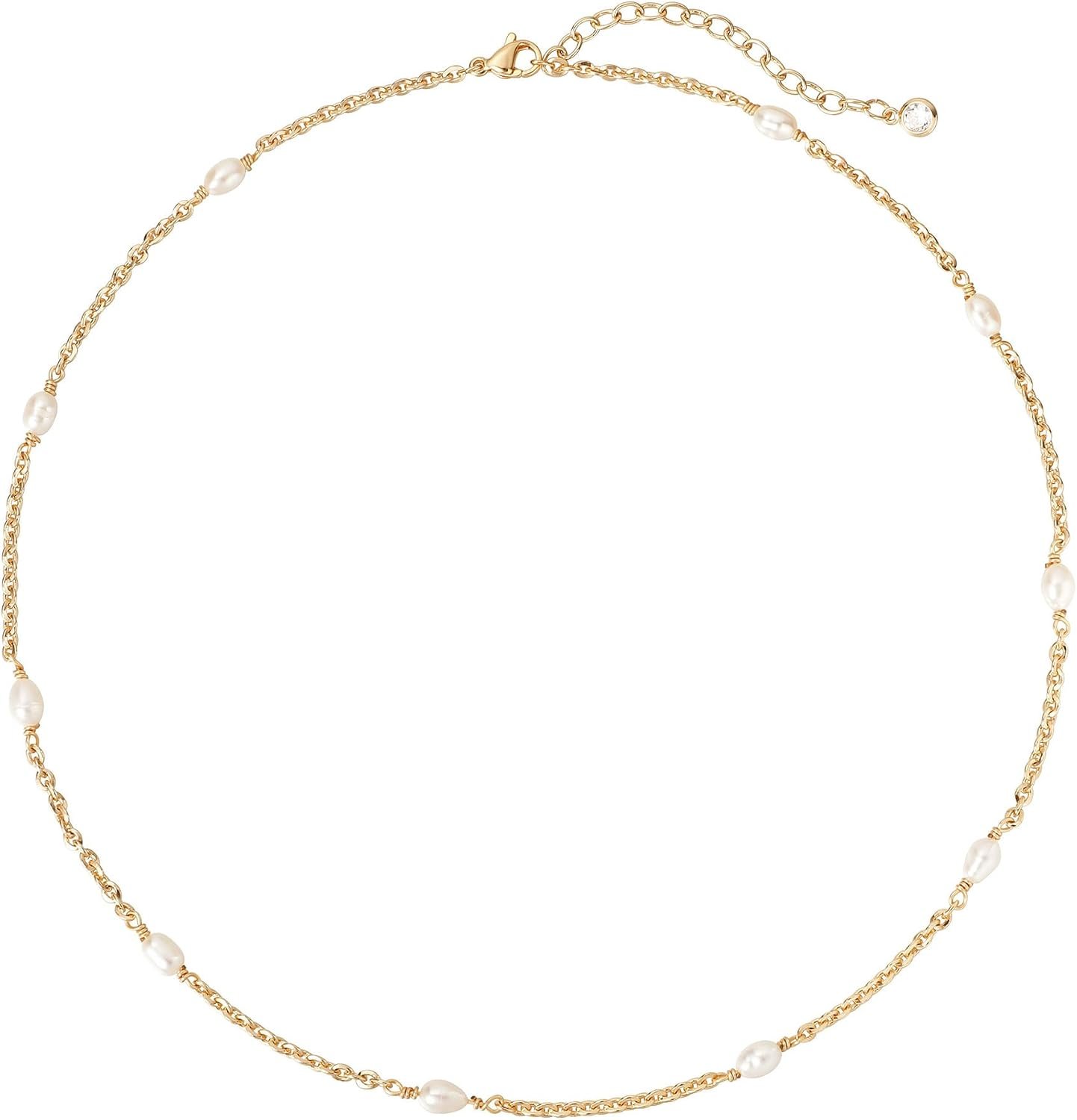 VACRONA Gold Beaded Choker Necklace for Women