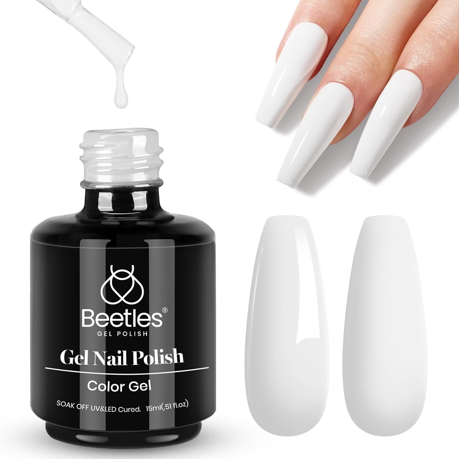 Beetles White Gel Nail Polish, 1pc 15ml White Gel Polish