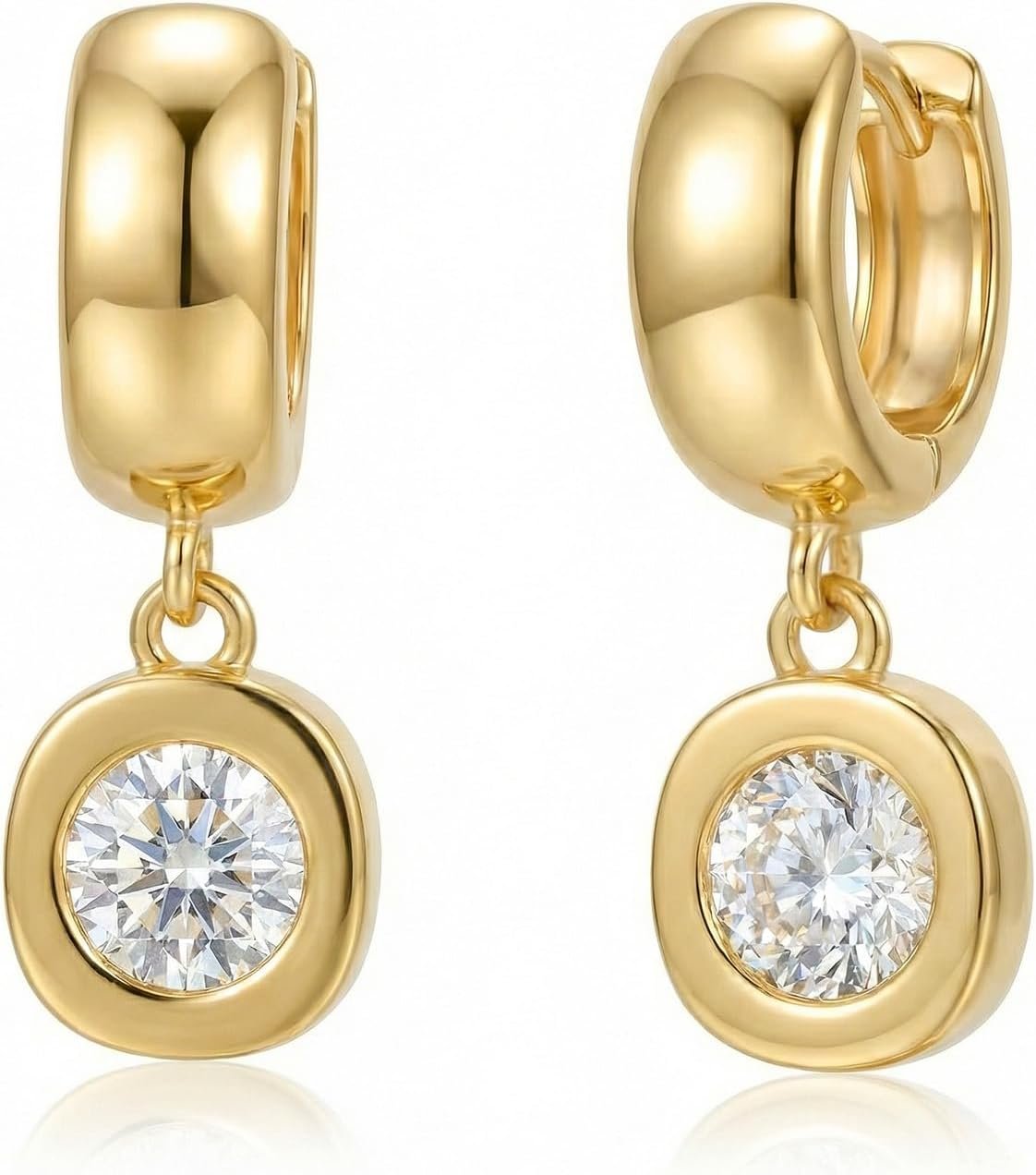 NIXMAX Trendy Gold Dangle Earrings for Women, Chunky Statement CZ Hoops