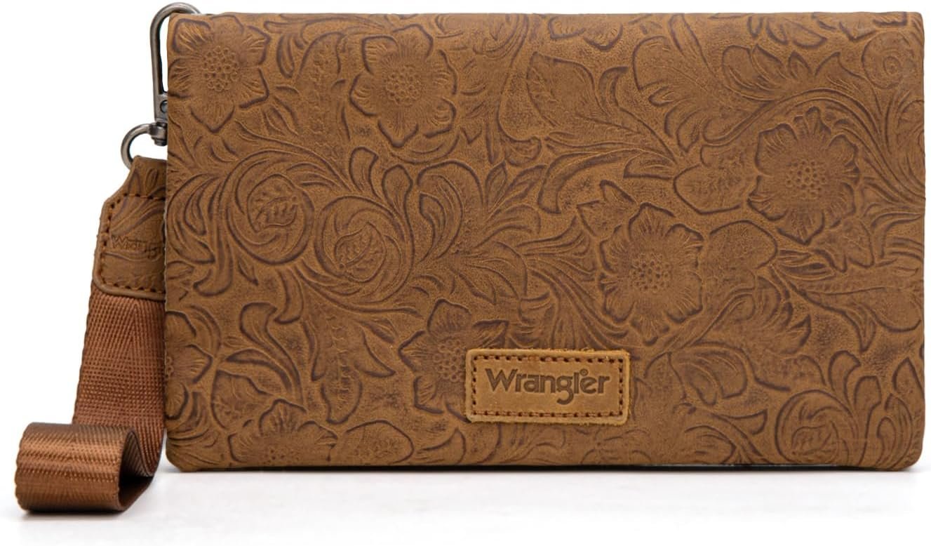 Wrangler Crossbody Wallet Small Purse Womens Wristlet Wallet RFID Blocking Bifold Clutch Credit Card Holder Purse