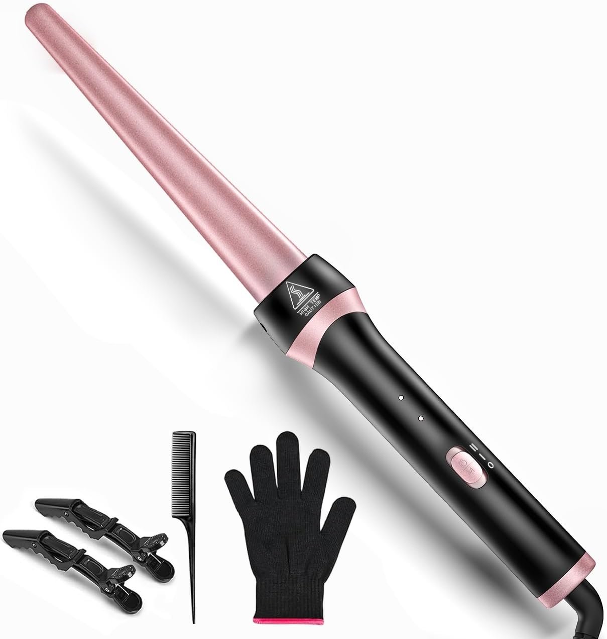 Curling Wand, 3/4-1 Inch Tapered Curling Iron Dual Voltage