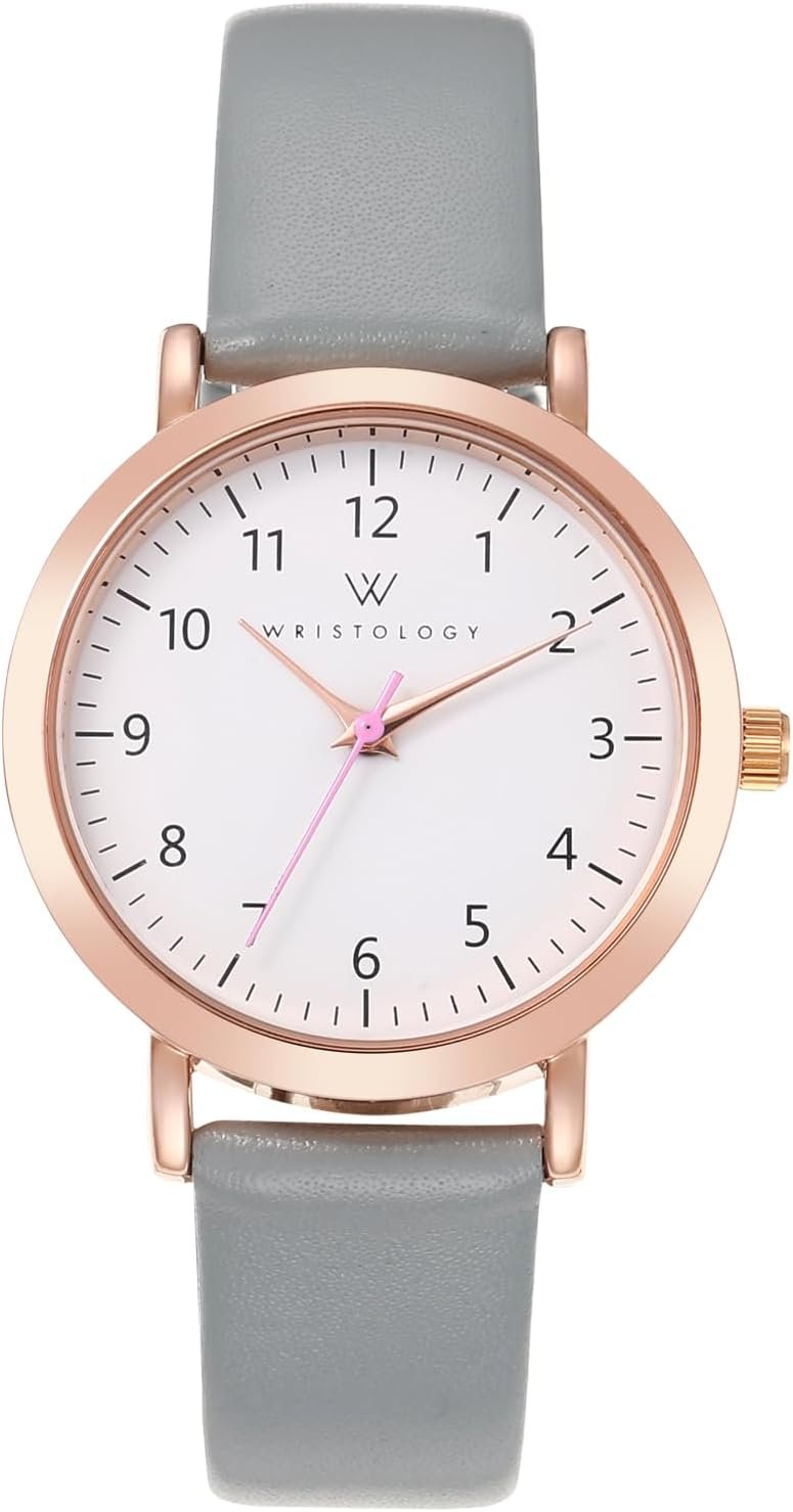 Numbers Womens Watch Leather Band – Interchangeable Genuine Leather Strap – Easy to Read Analog Nurse Watch with Second Hand for Women, Seniors, Teachers
