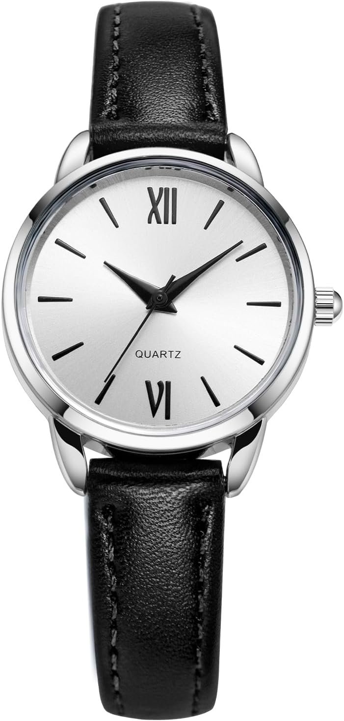 TWOPTION Women’s Leather Strap Watch Minimalist Wrist Watches for Women Ladies Analog Quartz Watch for Small Wrists