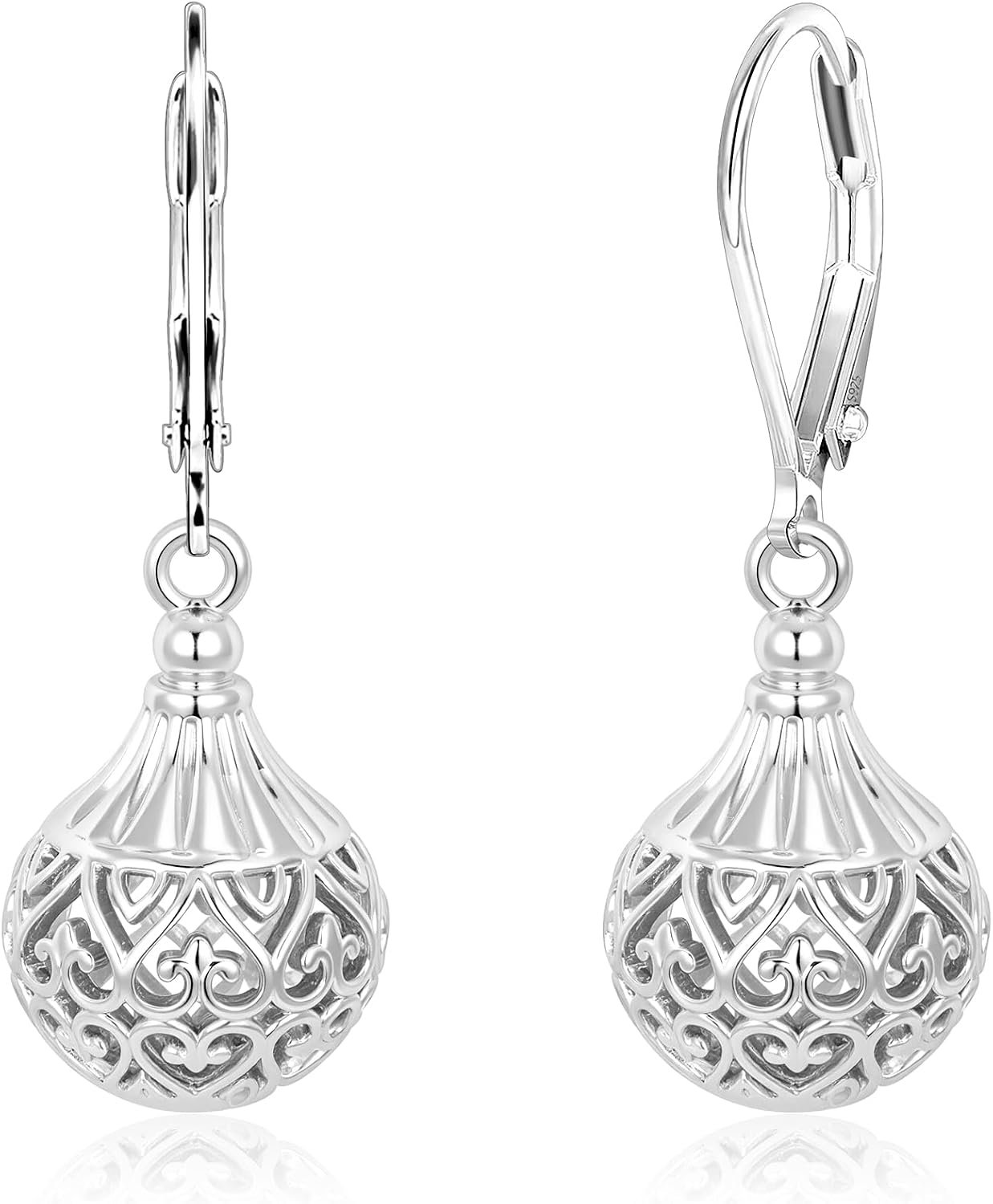 Women’s Filigree Gold Silver Earrings with Hypoallergenic Leverback Texture