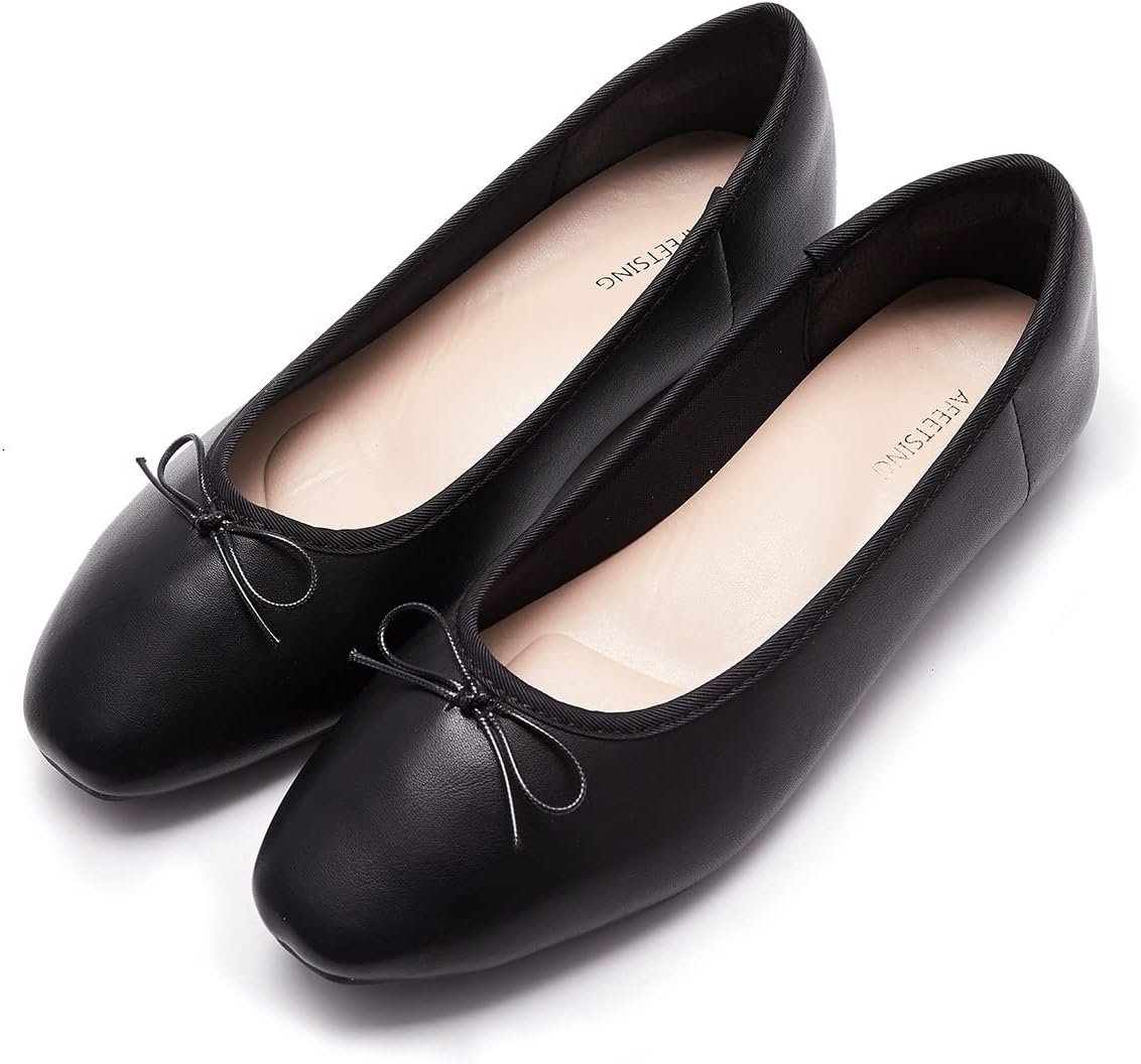 Women’s Round Toe Ballet Flats Comfortable Bow Dressy Flats Shoes for Women