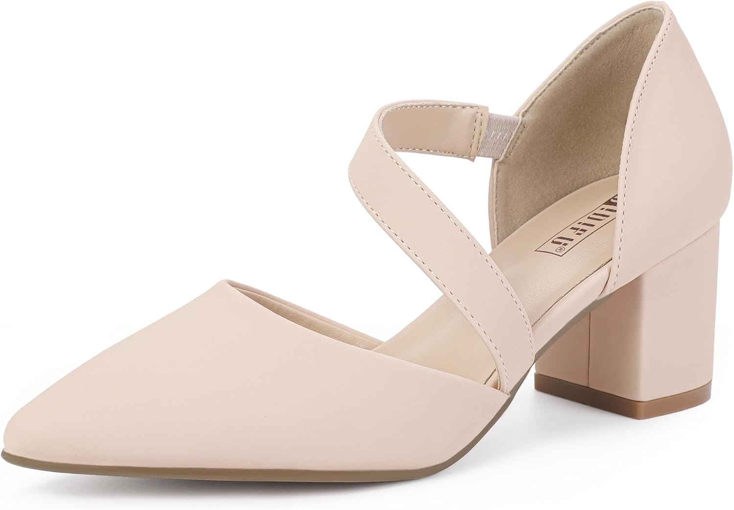 IDIFU IN2 Women’s Pumps Closed Pointed Toe Low Block Chunky Comfort Heels