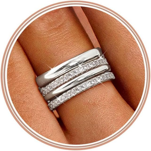 Florideco Silver Plated Stackable Rings for Women Non Tarnish Ring Set
