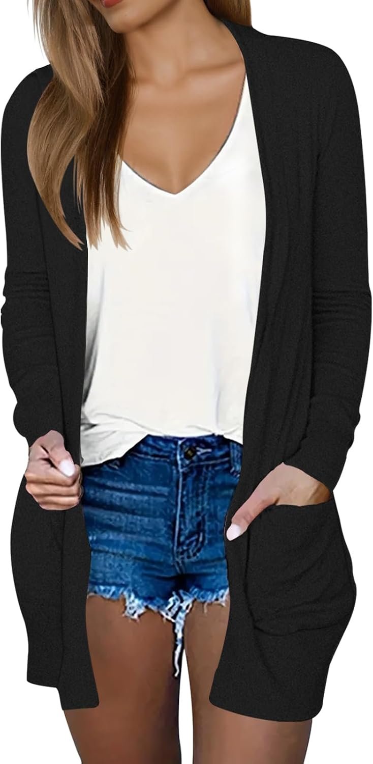 DB MOON Women Lightweight Cardigan Long Sleeve Sweater Open Front Outfits