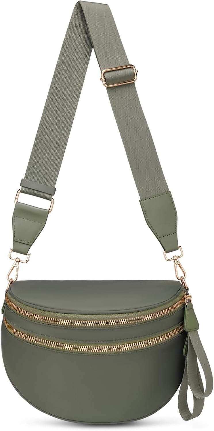 Pure Colour Crossbody Bum Bags for Women Spacious Checkered Cross body Bag Nylon Trendy Fanny Pack for Travel