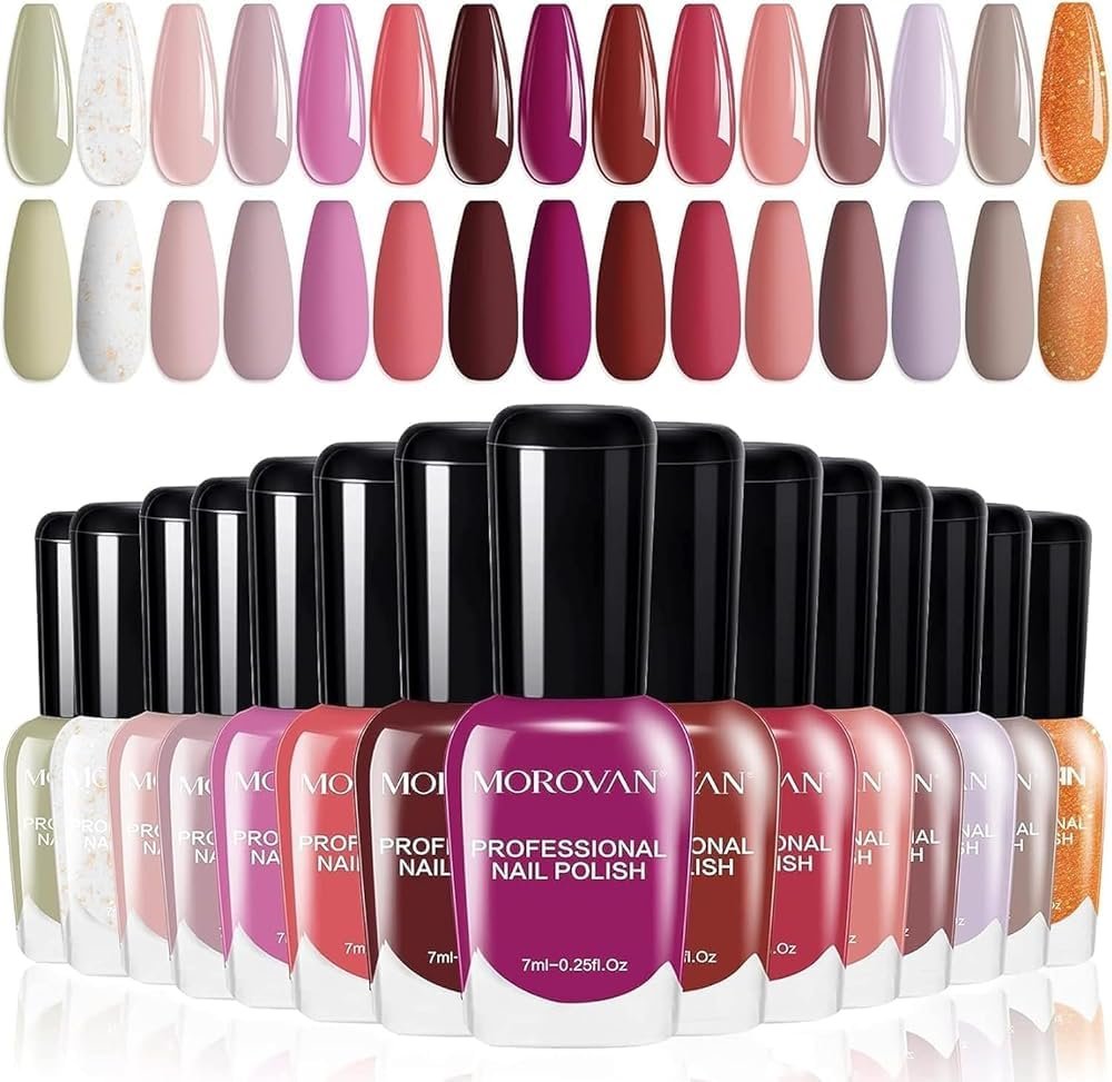 Morovan Rose Nail Polish Set: Burgundy Dark Wine Cherry Red Pink Fingernail