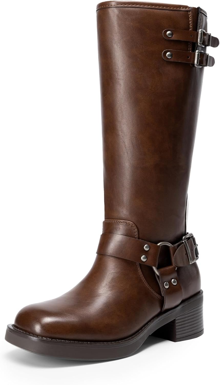 DREAM PAIRS Women’s Moto Knee High Boots
