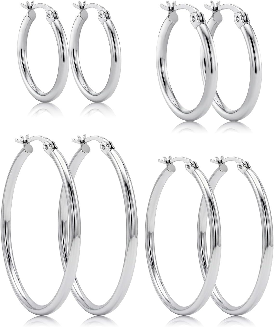 4/5/6 Pairs Gold Silver Hoop Earrings for Women
