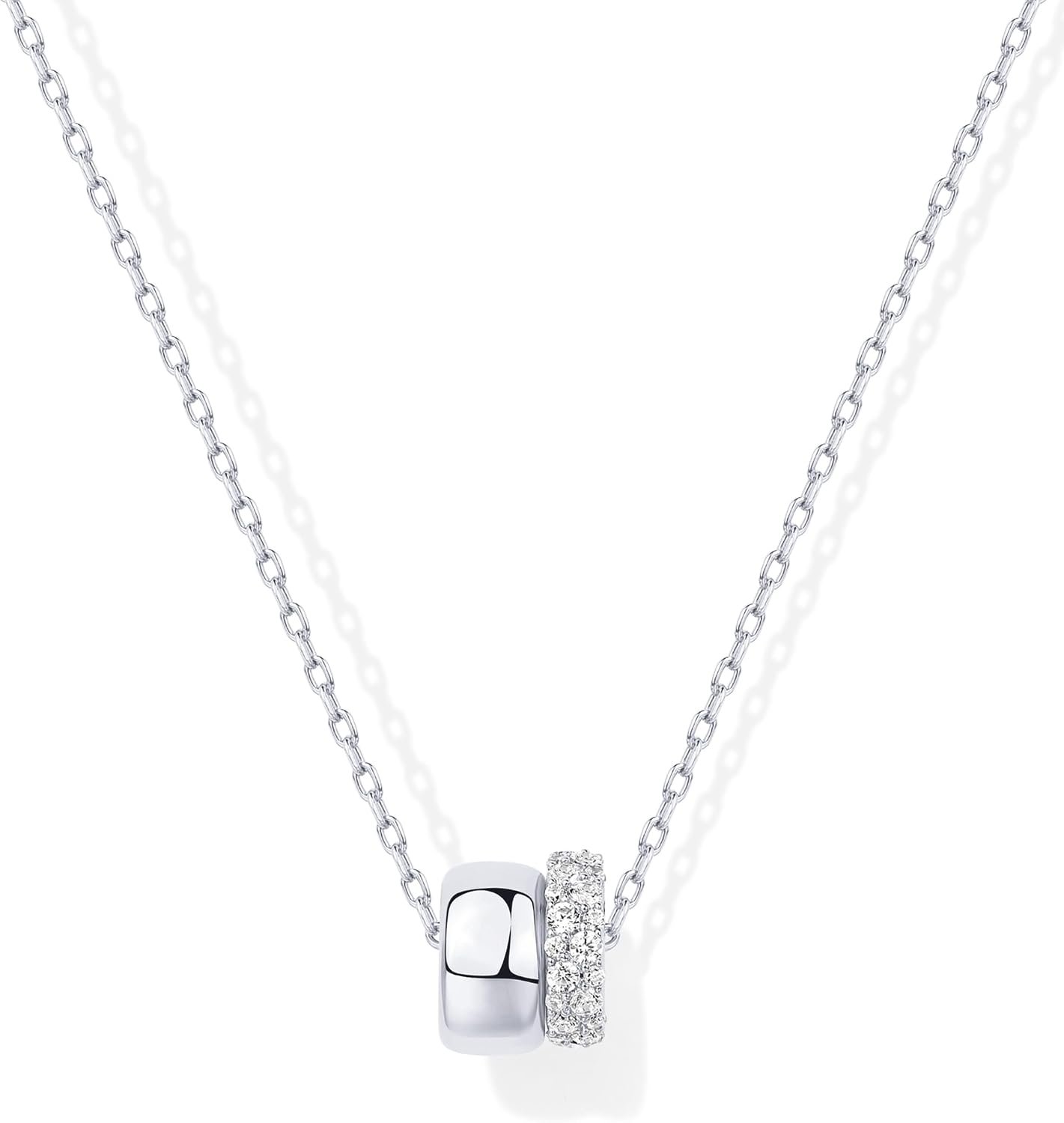 PAVOI 14K Gold Plated Pendant Necklace for Women, CZ Rondelle Pendants