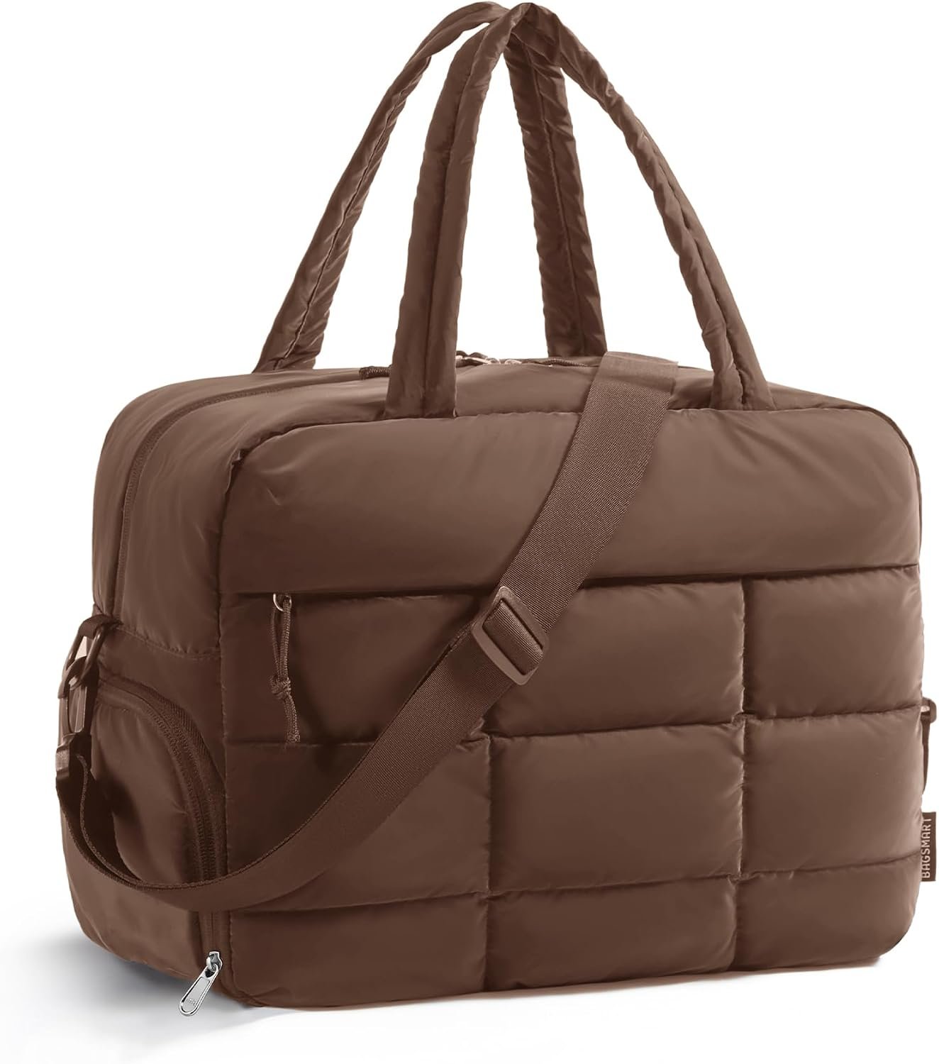 BAGSMART Gym Bag for Women, Carry on Travel Duffel Bag, Water-resistant Weekender with Shoe Compartment for Gym Travel Work, Chocolate, Medium