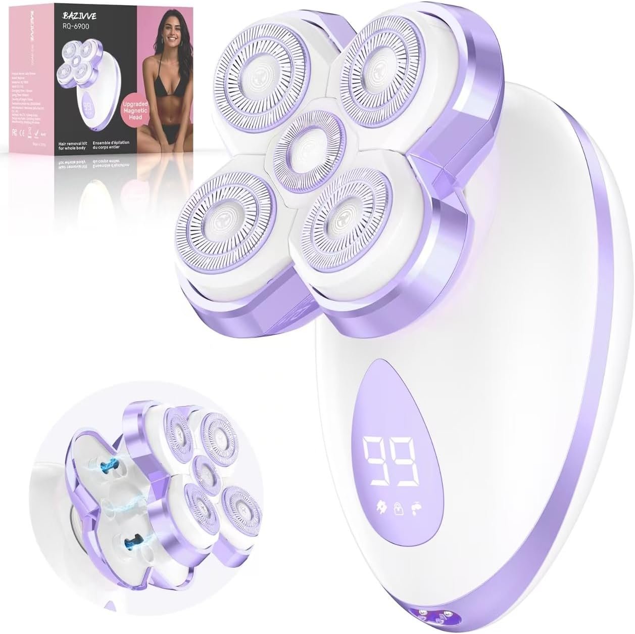 Electric Razors for Women Legs, Magnetic Lady Shaver for Everything Purple