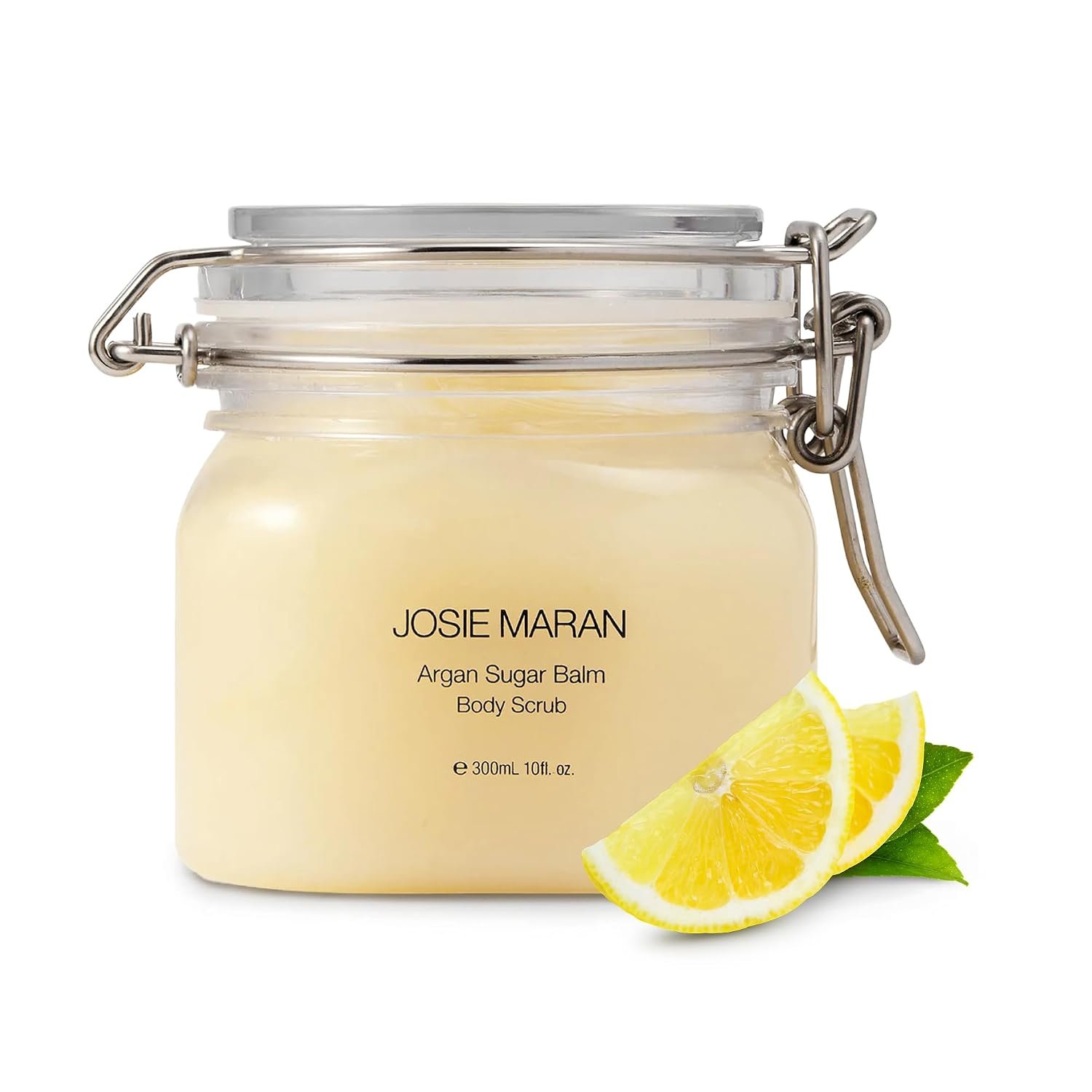 Josie Maran Argan Sugar Balm Body Scrub – Exfoliating Sugar Scrub with 100% Pure Argan Oil & Coconut Oil – Softens, Smoothes & Hydrates Dry Skin – Vegan + Cruelty Free – Baked Lemon Bliss (10 oz)