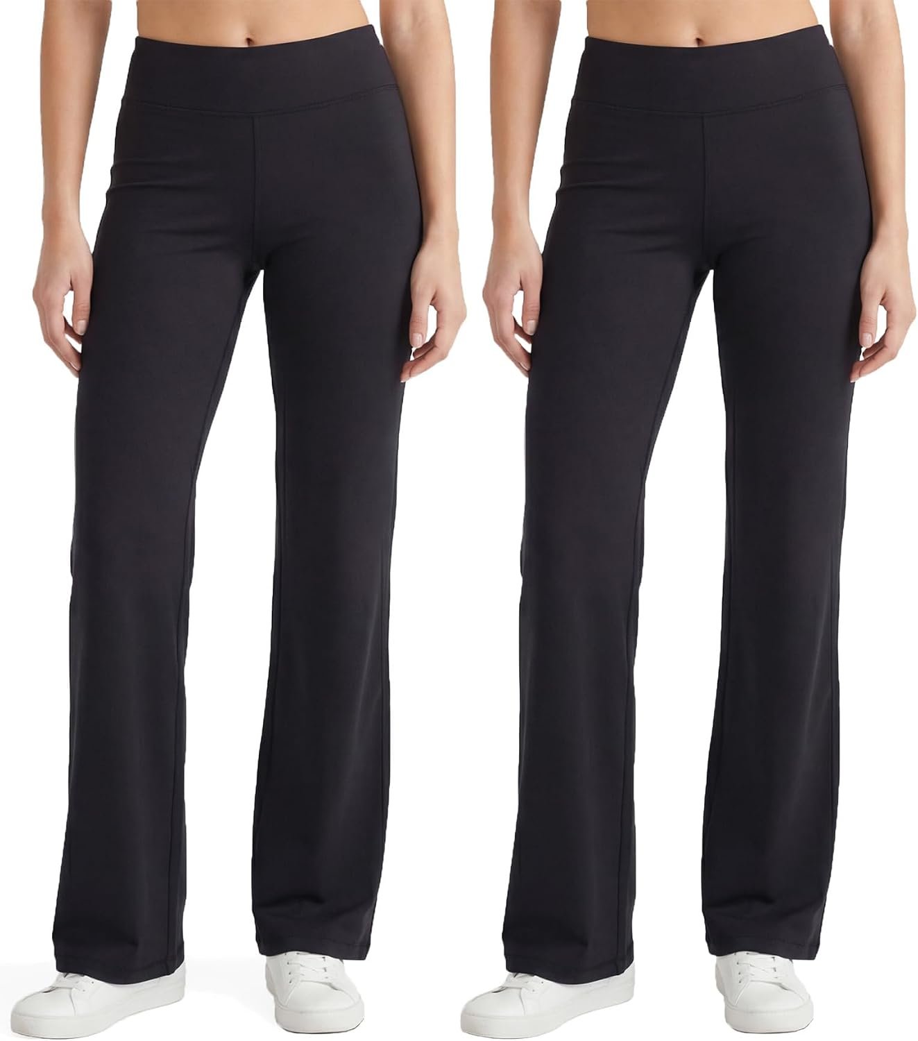 no nonsense Lounge Yoga Pants Black Flared Leggings, Cotton, 32.5” Inseam