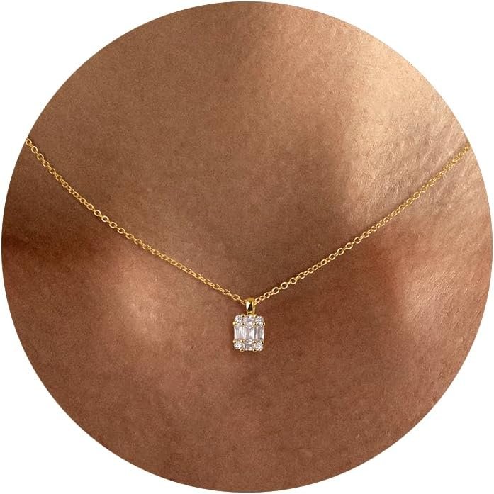 Tewiky Pendant Necklace for Women 14k Gold Plated Chain Choker Necklaces