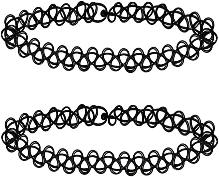 2PCS Black Tattoo Choker Necklace Rainbow Tattoo Chokers Necklace 90s Choker Blue Tattoo Chokers Y2k Purple Tattoo Collar Gothic Adjustable Stretchy Elastic Necklace for Women