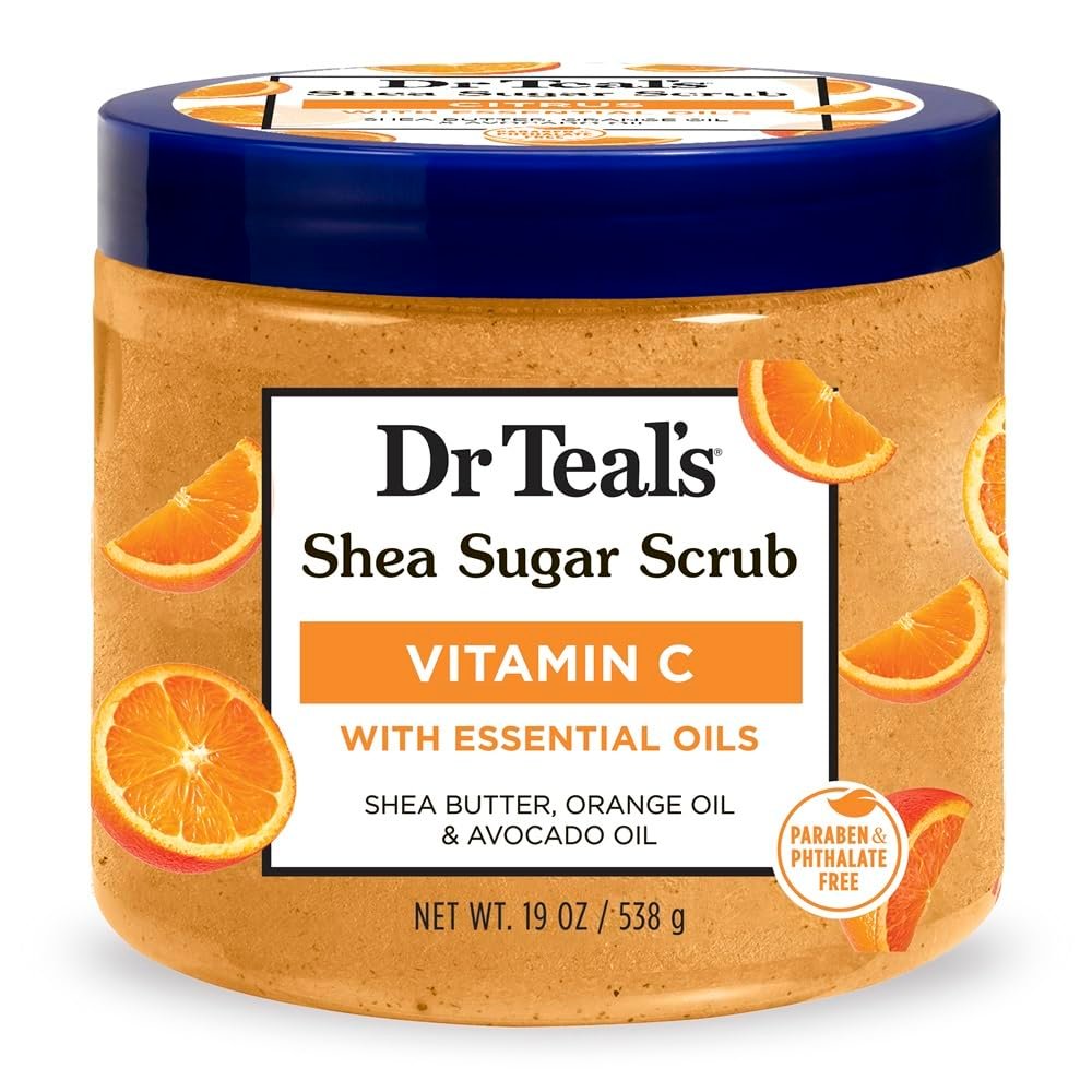 Dr Teal’s Shea Sugar Body Scrub, Citrus with Essential Oils & Vitamin C, 19 oz