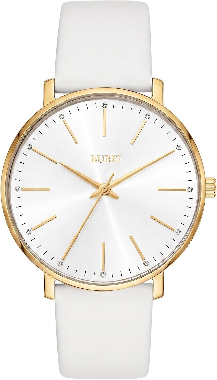 BUREI Women Wrist Watches Large Face Fashion Minimalist Analog Leather Quartz Waterproof Watches for Women, Mothers Day Gifts for Mom