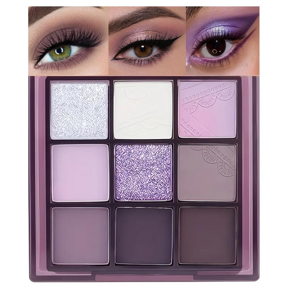 9 Colors Taupe Eyeshadow Palette Set – Mauve Purple Taupe Eye Shadow Palette Makeup for Older Women, Matte & Glitter Shimmer Natural Finish, Perfect for Mature Eyelids and Subtle, Elegant Looks