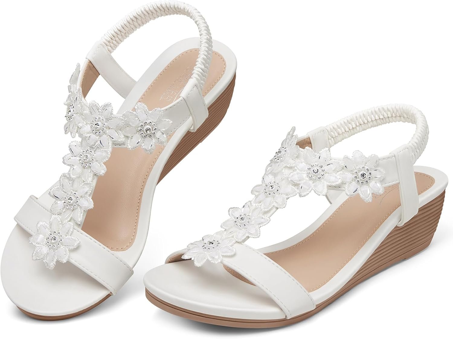 SHIBEVER Dressy Wedge Women Sandals: Comfortable Low Heel Wedding Sandal