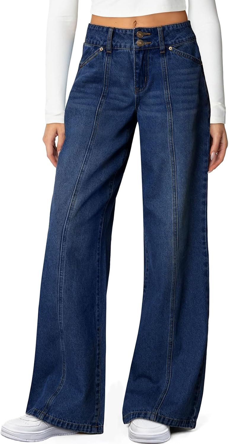 Sidefeel Women’s High Waisted Wide Leg Stretchy Jeans