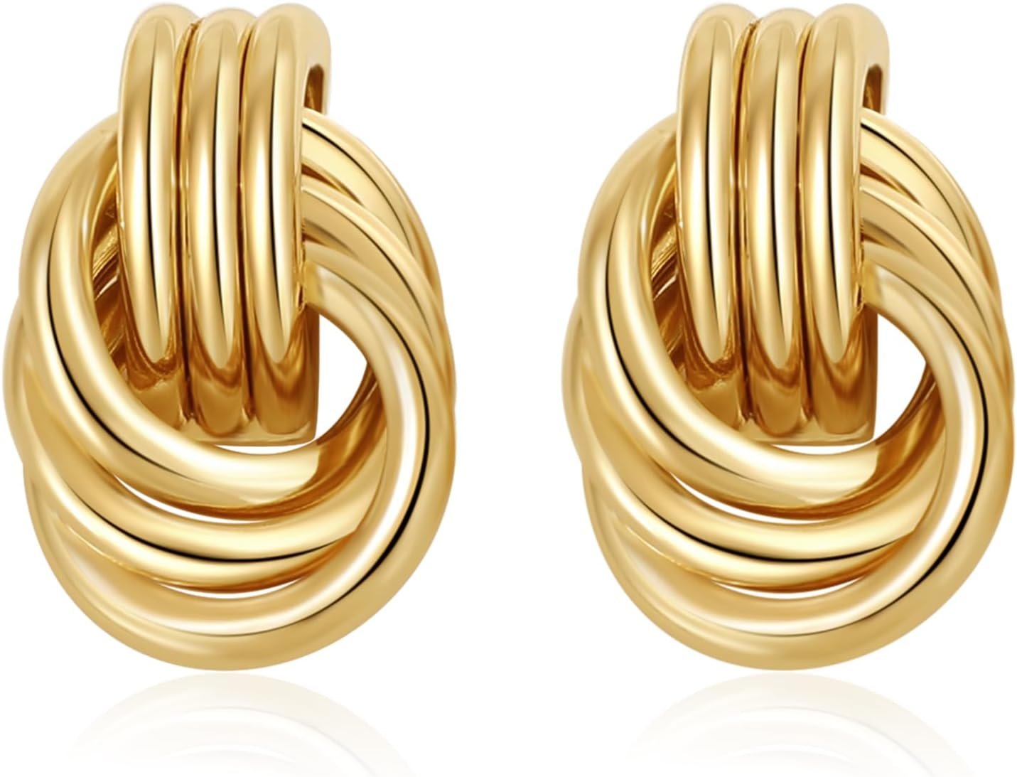 SHERLOVE Chunky Knot Gold Earrings Women Statement Drop Dangle Earrings