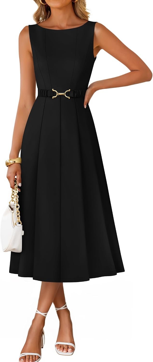 ZESICA Women’s Summer Sleeveless 2026 Formal Cocktail Party Midi Dresses