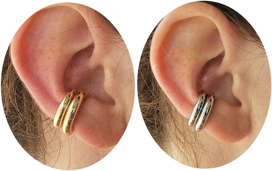 2 Pairs Chunky Ear Cuff Earrings Non Piercing for Women