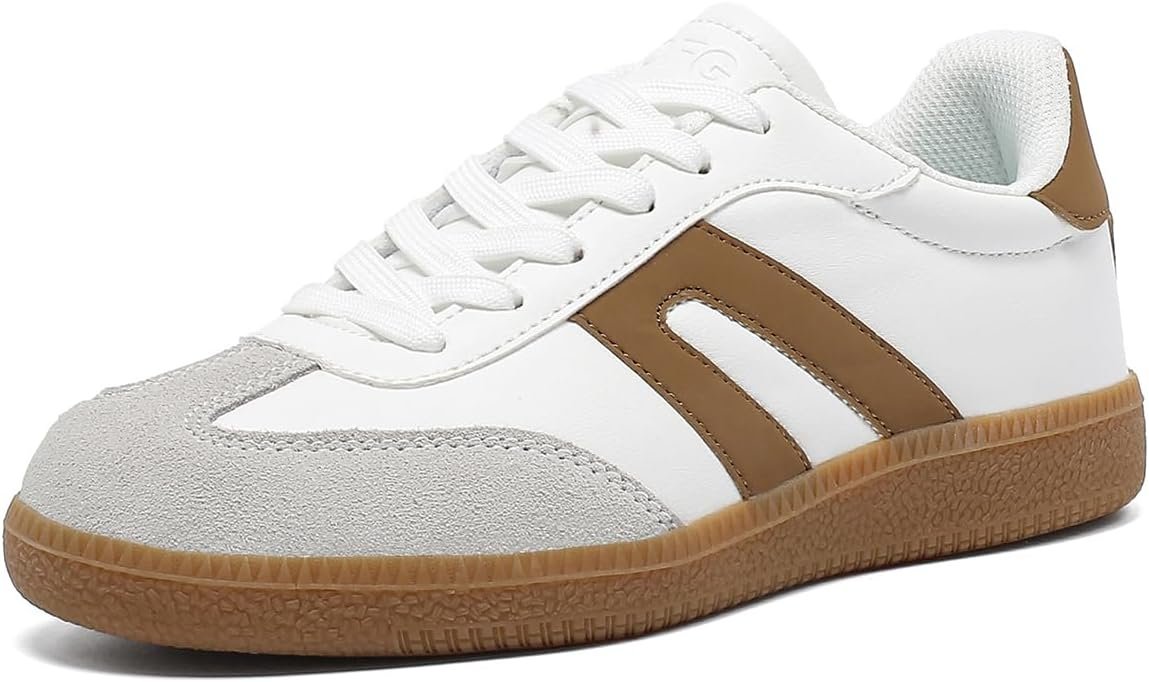 Women’s Retro Gum Sole Fashion Sneakers-Lace Detail Casual Retro Walking Shoes-Gum Sole Casual Tennis-Anti Slip Trainers