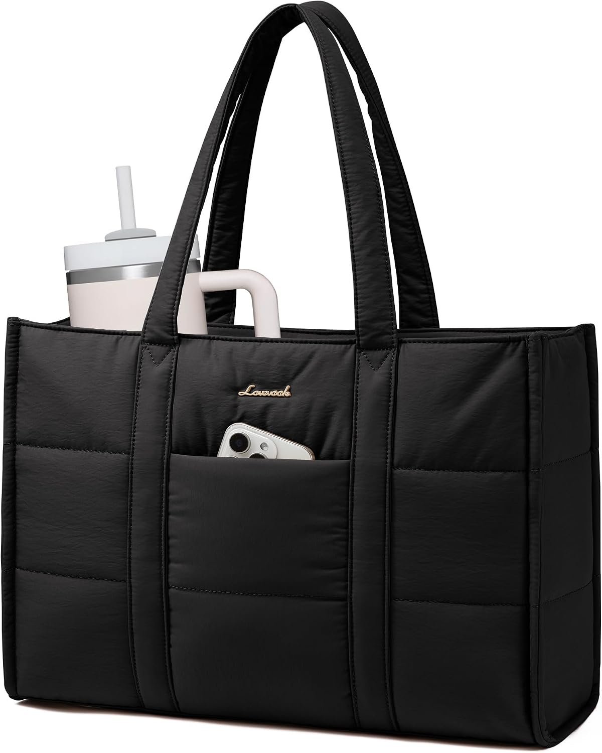 LOVEVOOK Laptop Bag for Women, 15.6 Inch Puffer Work Tote Bag, Lightweight