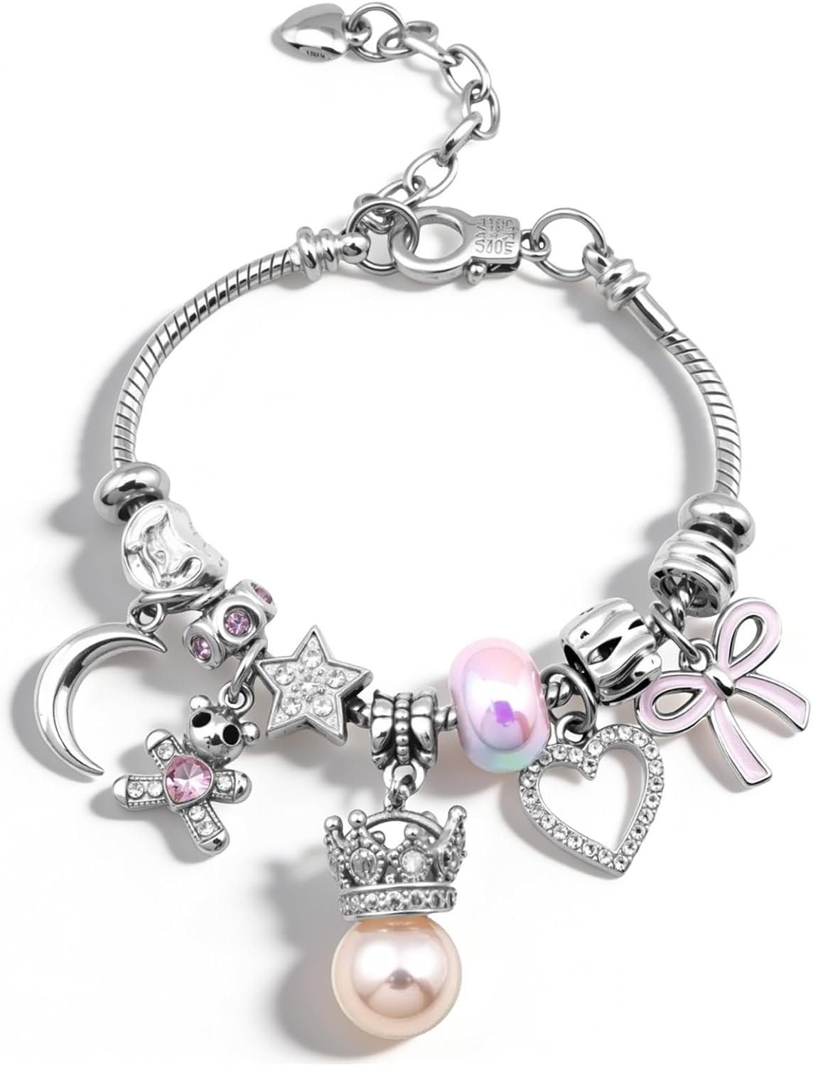 Silver Charm Bracelet for Women Valentine Charms