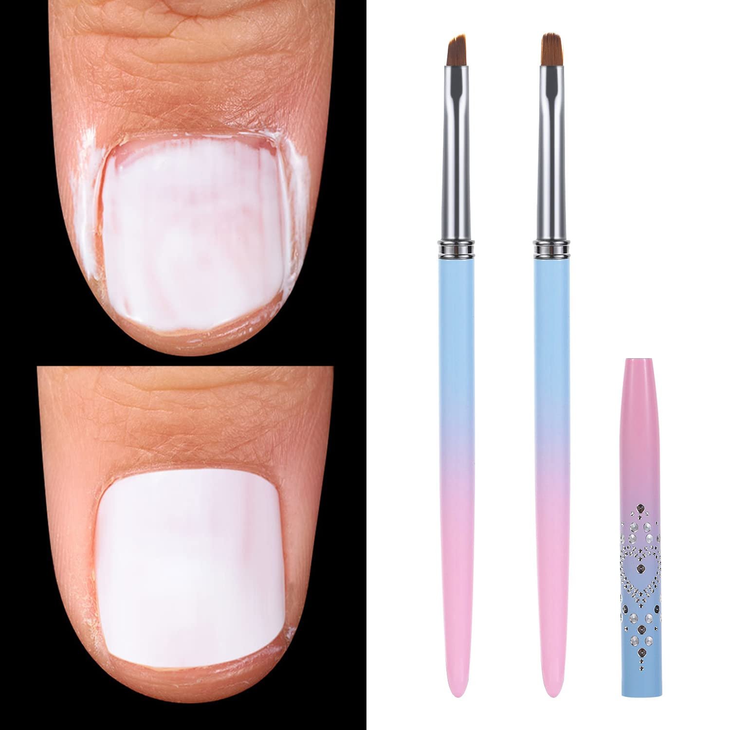 2Pcs Nail Clean Up Brushes, Nail Brushes for Cleaning Polish Mistakes