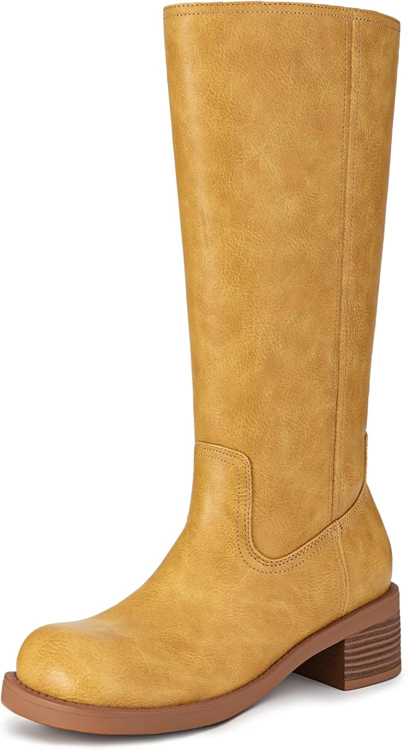 Athlefit Knee High Boots Wide Calf Chunky Tall Boots for Women