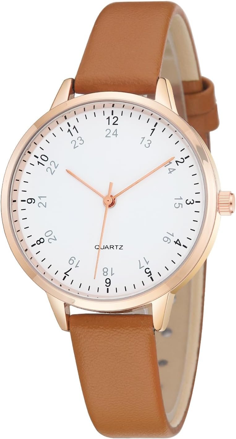 TWOPTION Women’s Dainty Analog Leather Dress Watch for Small Wrists, Ladies Waterproof Watches for Women, Reloj para Mujer