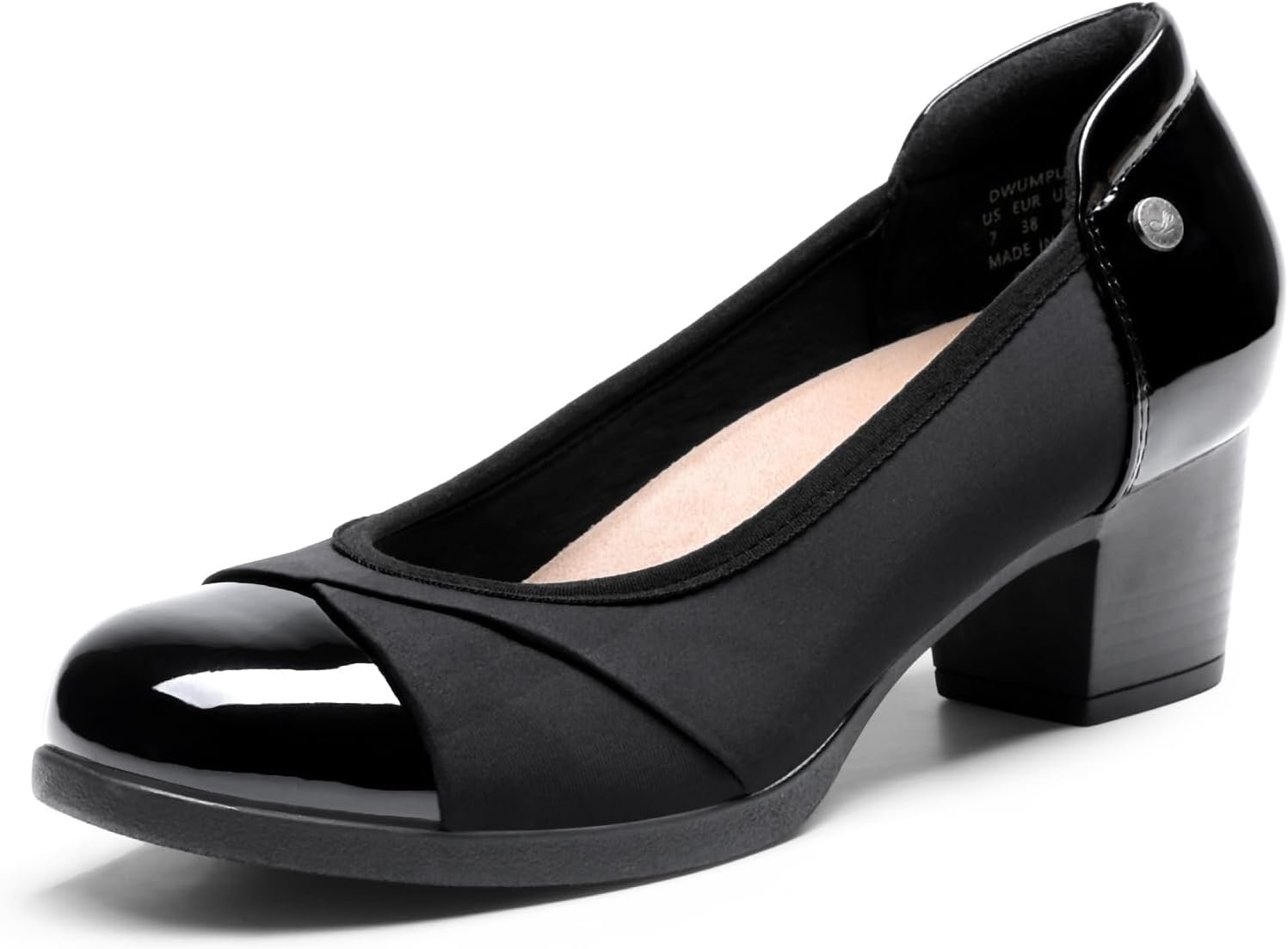 DREAM PAIRS Women’s Pumps Low Chunky Arch Support Heels | Bunion-friendly with 3D cushioned insole and flexible anti-slip sole for all-day comfort, suitable for work and daily