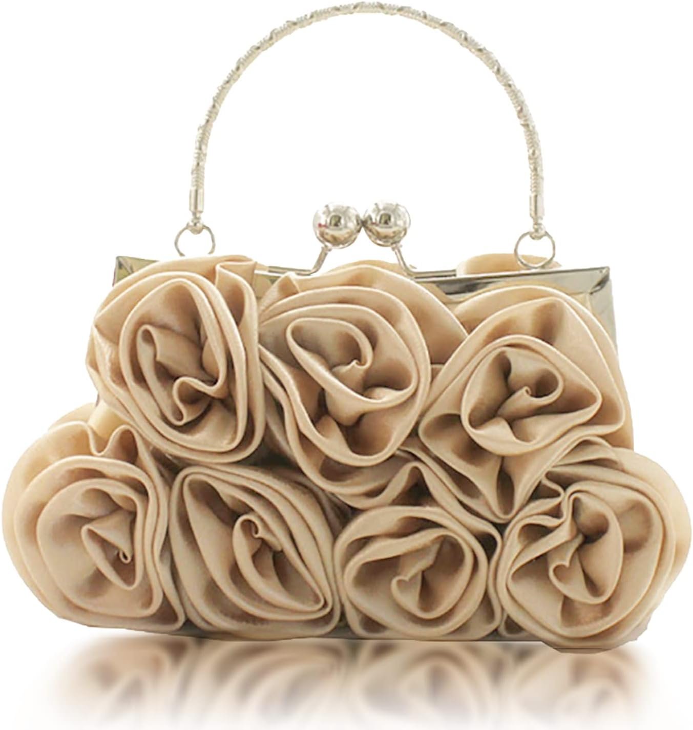 JAMBHALA Women Evening Clutch Bag Floral Satin Small Purses with Detachable Strap for Wedding, Party, Prom