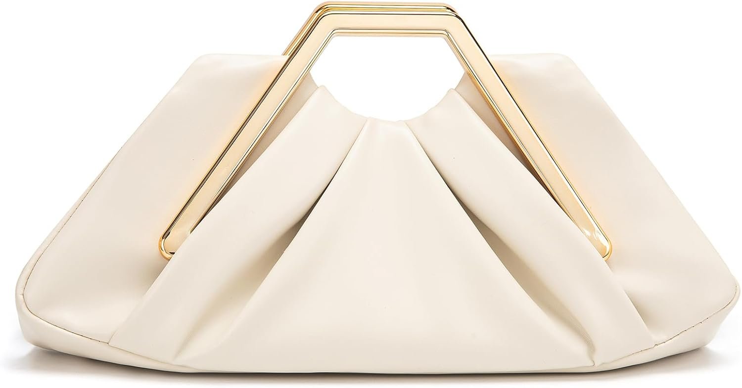 myfriday Elegant Ruched Clutch Purse, Soft Dumpling Evening Bag