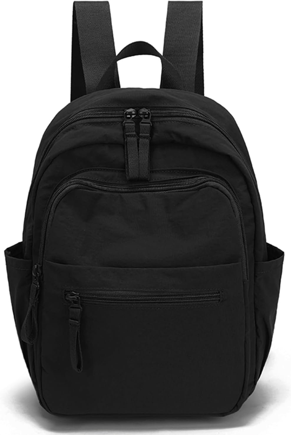 Small Backpack for Women, Nylon Mini Backpack Purse Travel Backpack (Black) | Lightweight Casual Daypack, Water-Resistant Bookbag, Personal Item Bag, with Luggage Strap for Daily Work Everyday Use