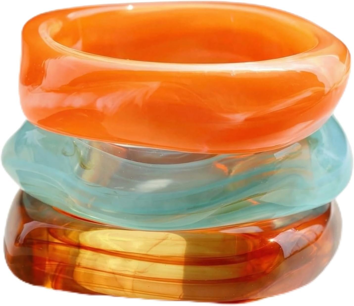 ÌF ME Acrylic Bangles Bracelets for Women, Irregular Acrylic Resin Chunky Bracelets Geometric Fashions Thick Statement bangle Set