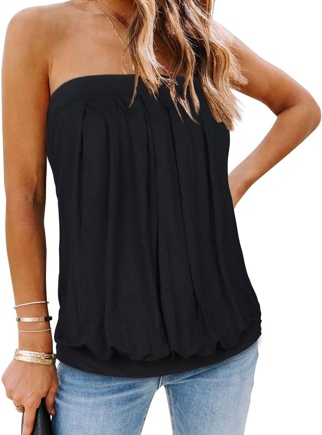 Women’s Tube Tops Summer Casual Tank Strapless Off The Shoulder Tunic Shirt | Sleeveless Backless,Bandeau Loose fit,Long Blouse Y2K Trendy Going Out,Fashion Clothing 2026
