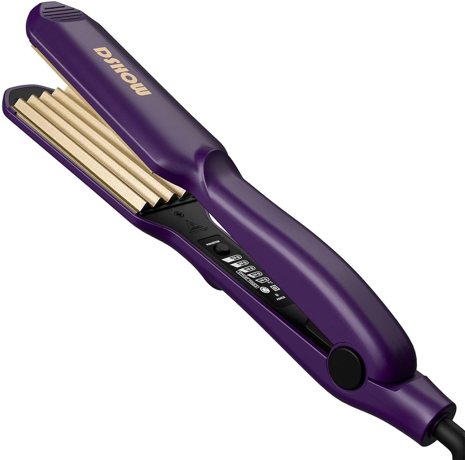 DSHOW Hair Crimper for Women – Crimping Iron with Titanium Ceramic Plates, 5 Adjustable Temps (140C-220C), Volumizing Crimper for 80s Fluffy Hairstyle, Auto Shut-Off, Dual Voltage Styling Tool[Purple]