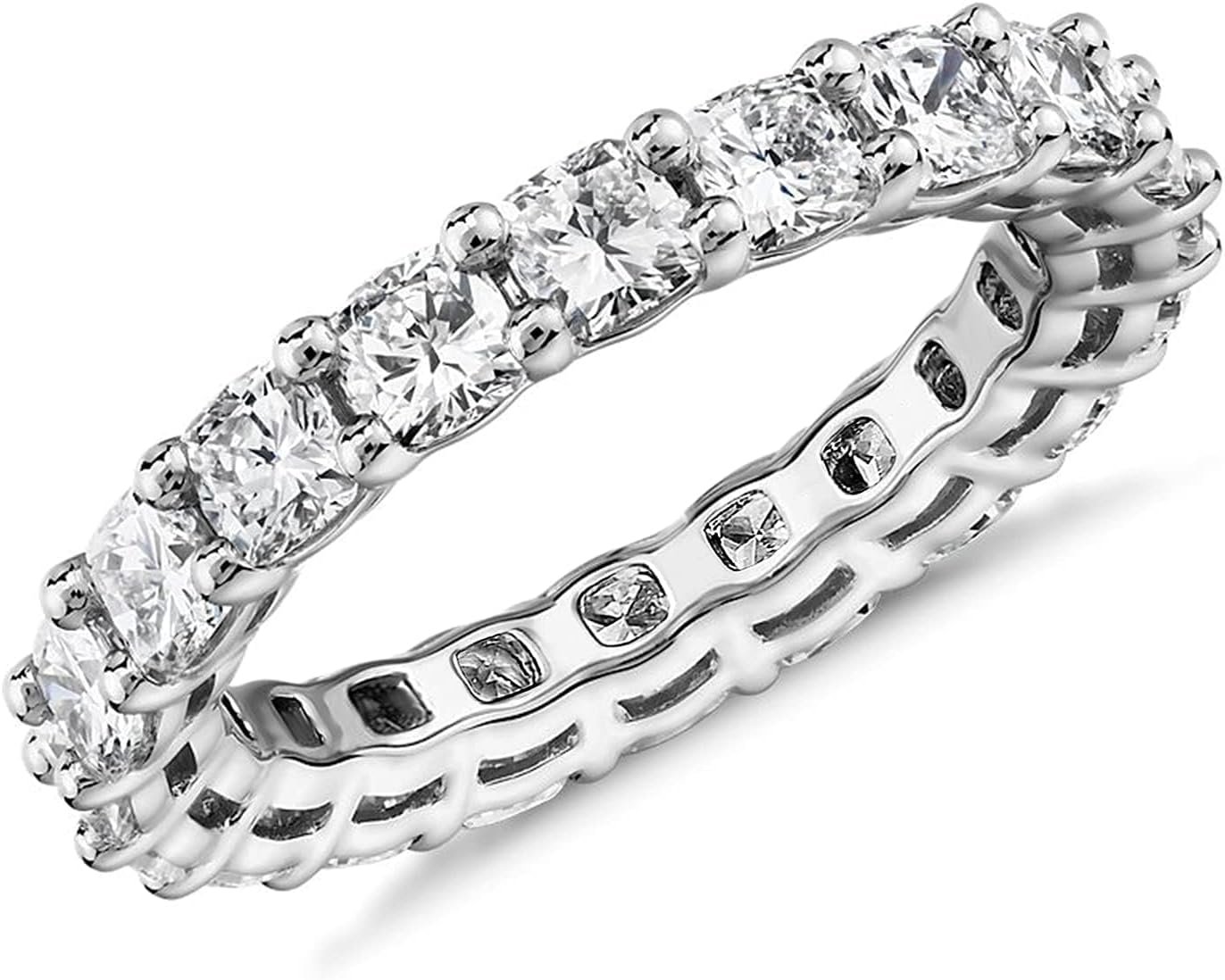 PAVOI 14K Gold Plated Eternity Ring for Women, Stackable Love Wedding Band