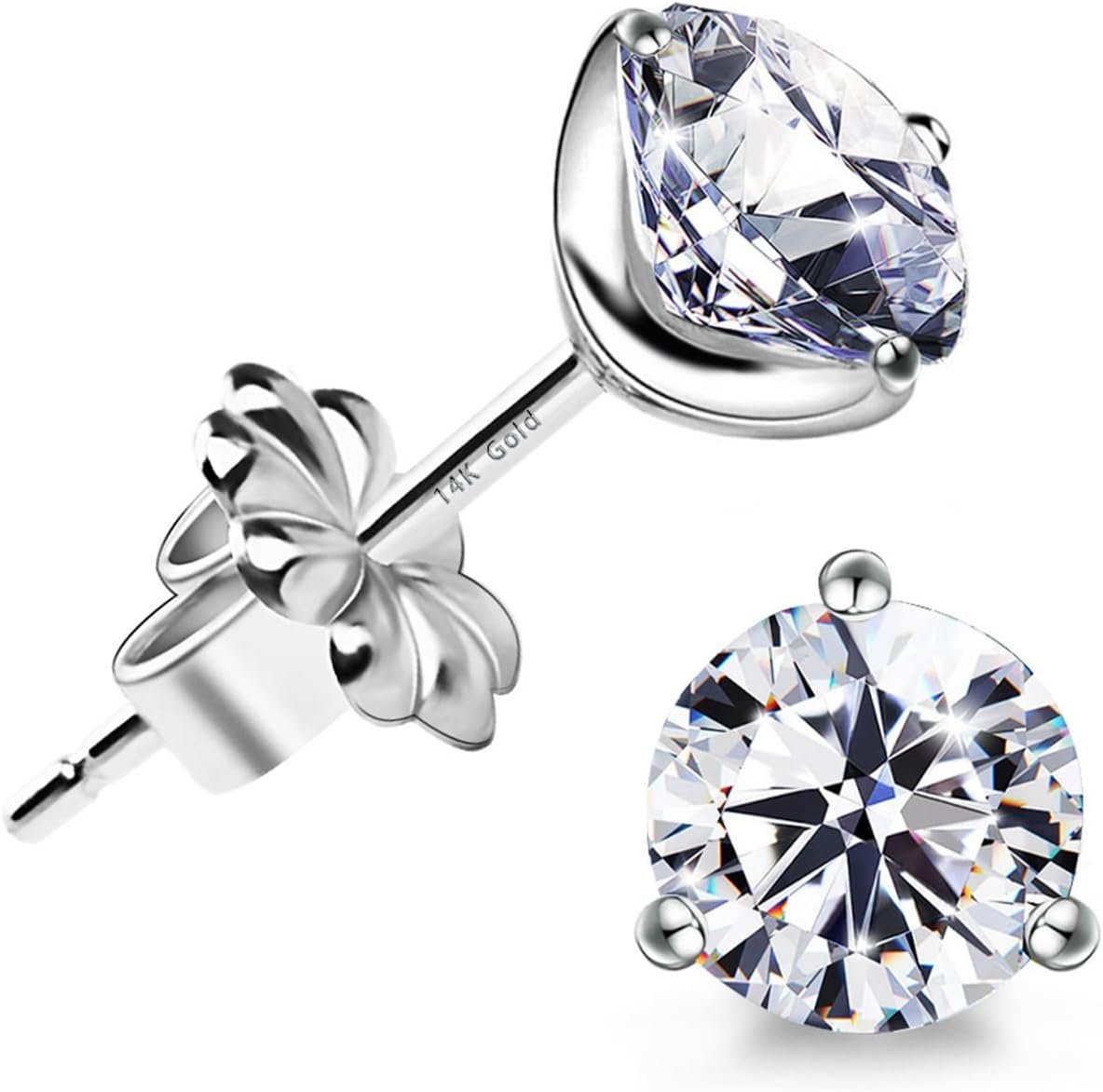 “STUNNING FLAME” 18K Gold Plated Silver Brilliant Cut Simulated Diamond Cubic Zirconia Stud Earrings