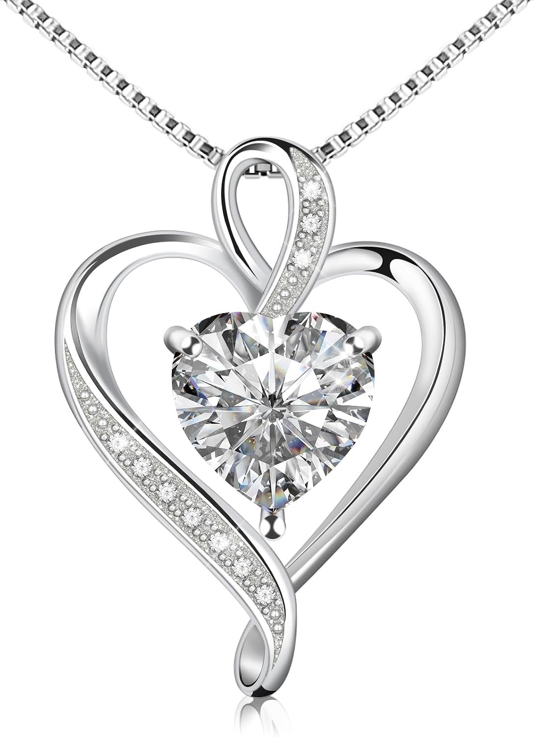 925 Sterling Silver Birthstone Heart Necklace for Women