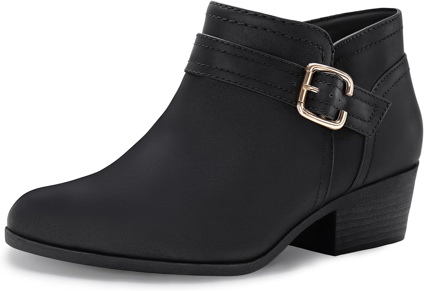 Athlefit Women’s Chunky Low Heel Short Ankle Boots | Fall Winter Booties Shoes with Pointed Toe & Side Zipper, Comfortable 1.65 Inches Heel, Ideal for Casual Outing & Daily Wear